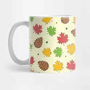 Colorful Autumnal Leafs & Pine Cones - Nature Pattern Mug